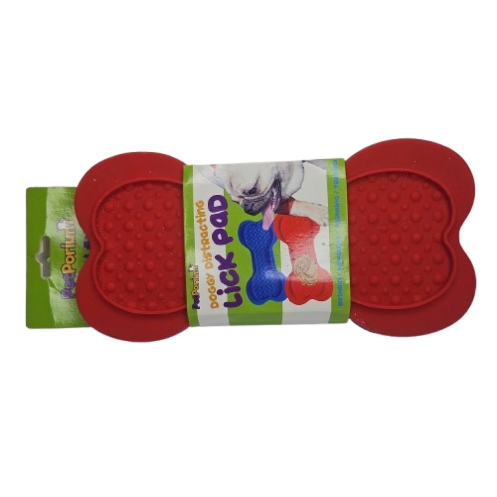 PetPorium Dog Lick Pad 2Pcs Doggy Distraction TreatMat Cute Bone Shape BlueRed